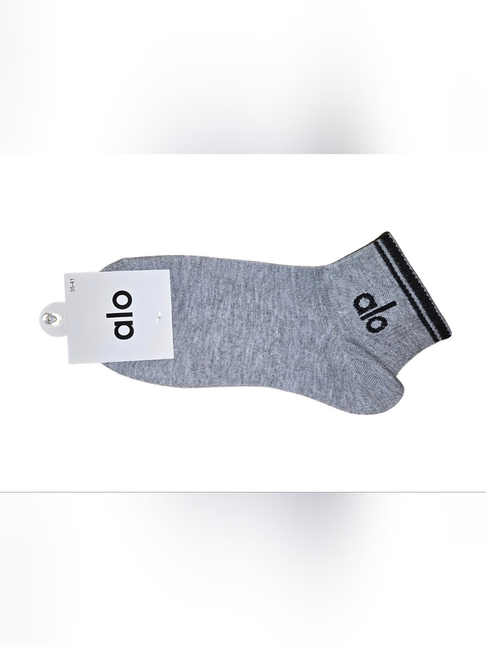 Alo Men's Light Gray Crew Socks with Subtle Logo